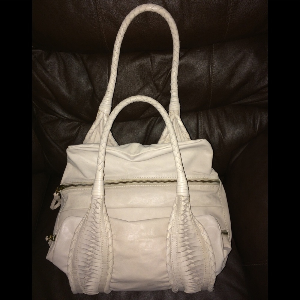 Vintage taupe leather handbag